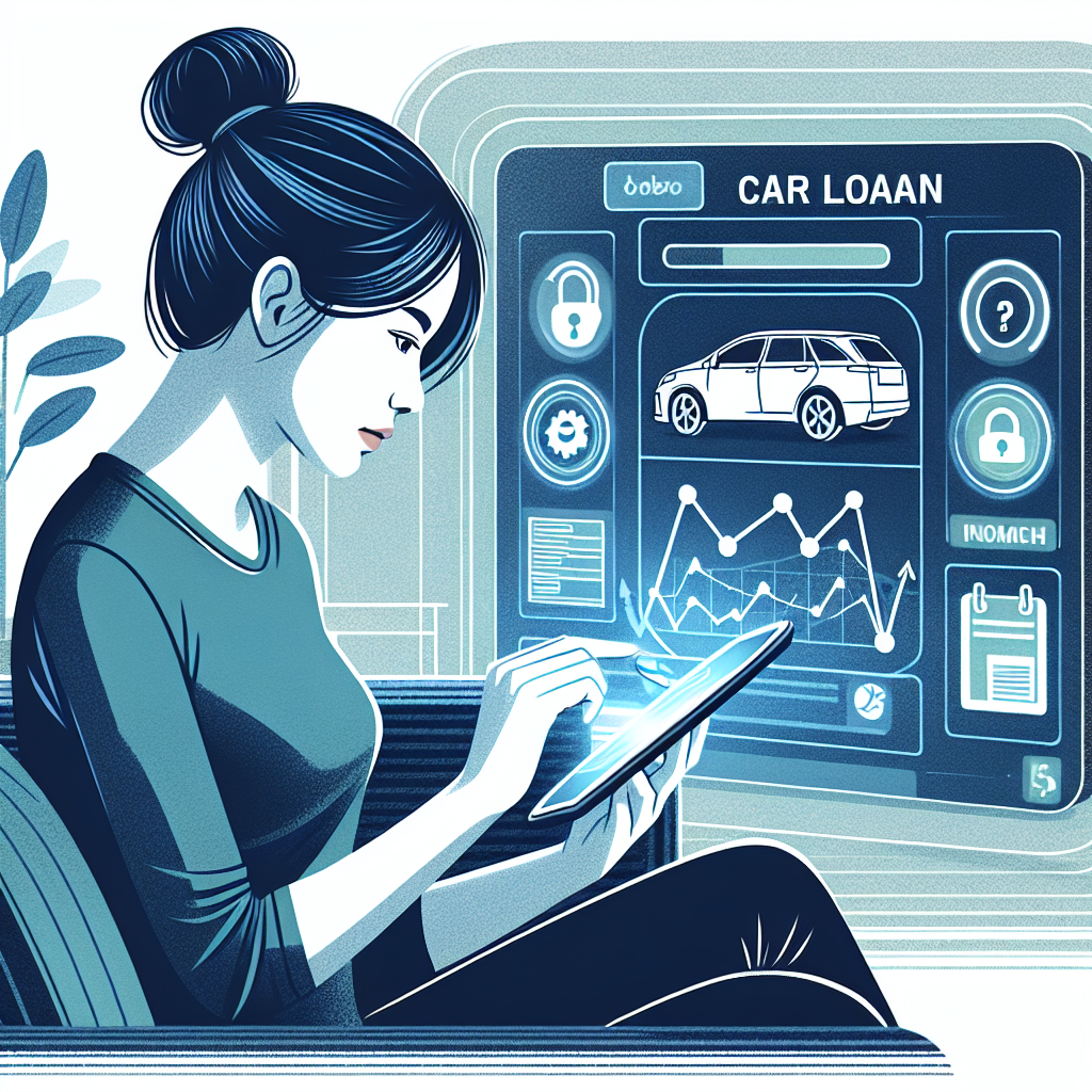 A modern finance-themed image showing a person using a digital platform to explore car loans options